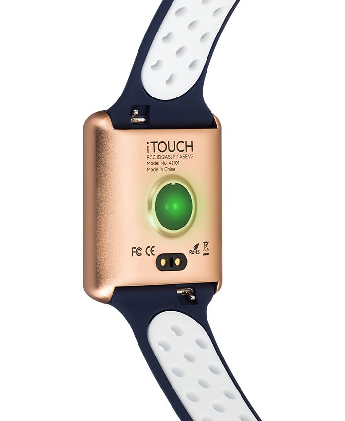 iTouch Unisex Air Navy & White Silicone Strap Touchscreen Smart Watch 35x41mm, A Special Edition