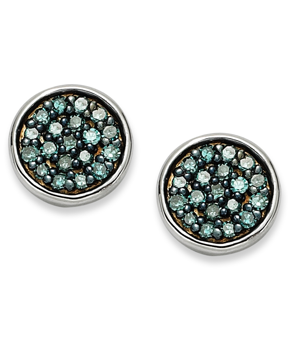 Sterling Silver Earrings, Blue Diamond Stud Earrings (1/4 ct. t.w.)   Earrings   Jewelry & Watches