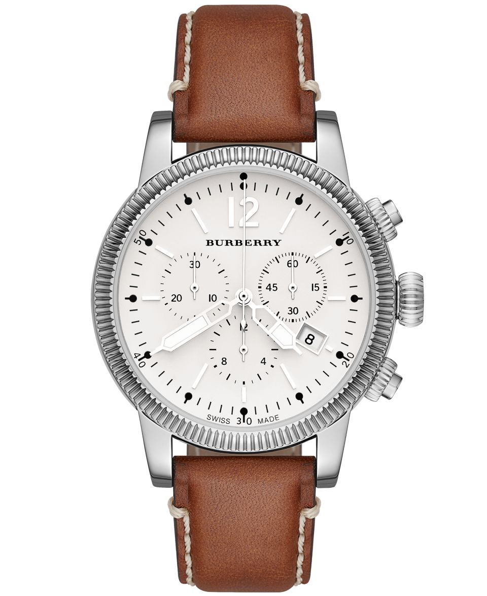 Burberry Watch, Womens Swiss Chronograph Trench Leather Strap 42mm BU7816   Watches   Jewelry & Watches