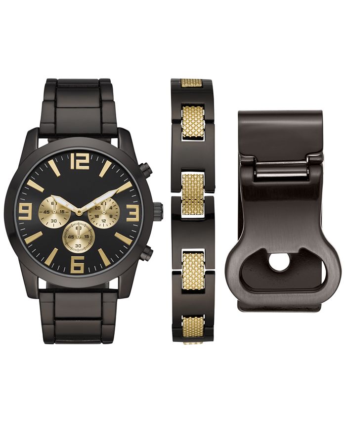Folio Men's Gunmetal Bracelet Watch 46mm Box Set & Reviews - Watches ...