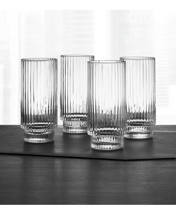 Hotel Collection Fluted Highball Glasses, Set of 4, Created for Macy's