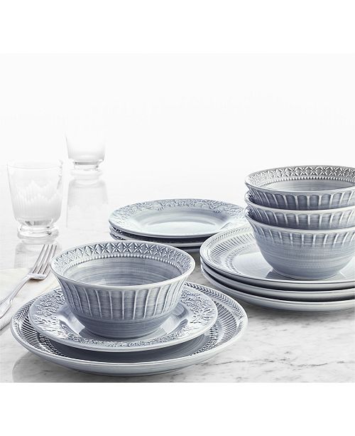Hotel Collection Classic Brush 12 Pc Dinnerware Set Service For 4 Created For Macy S Reviews Dinnerware Dining Macy S