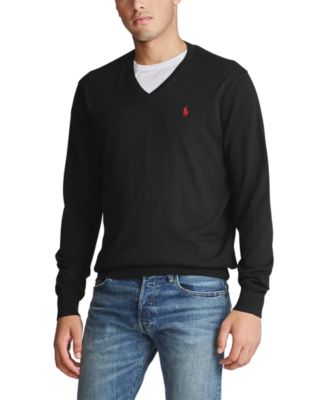 black polo v neck sweater