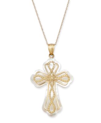 mother of pearl cross pendant