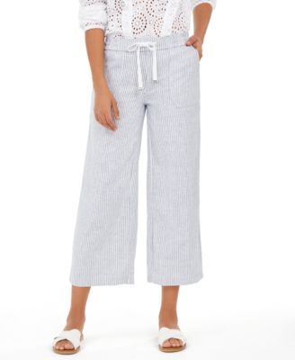 Style \u0026 Co Striped Linen Cropped Pants 