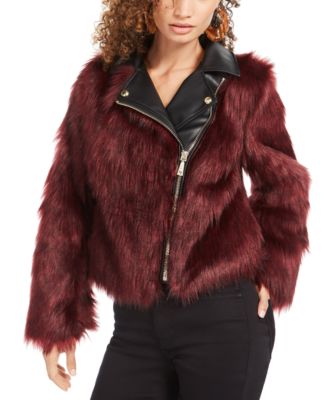 guess jacket faux fur