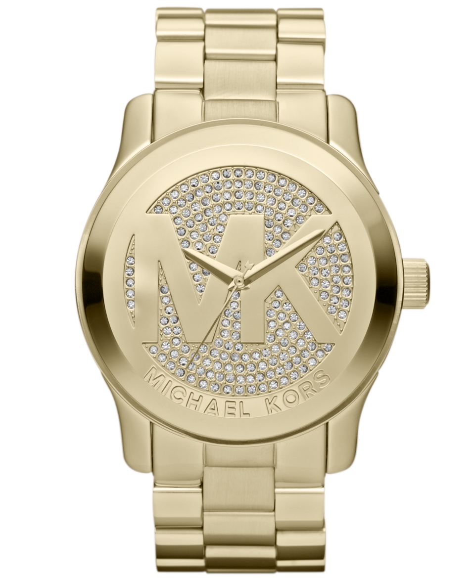 Michael Kors Womens Runway Gold Tone Stainless Steel Bracelet Watch 45mm MK5706   Watches   Jewelry & Watches