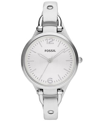 Fossil Women's Georgia White Leather Cuff Strap Watch 32mm ES2829 ...