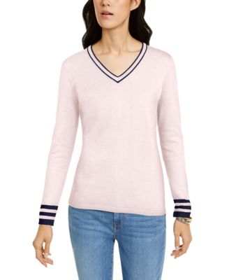 tommy hilfiger cotton v neck sweater