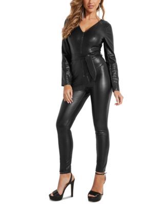 guess faux leather jumpsuit