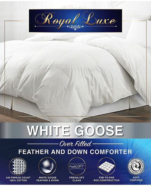 Royal Luxe White Goose Feather Down 240 Thread Count Full Queen Comforter Reviews Comforters Bed Bath Macy S