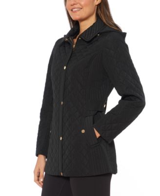 jones new york hooded quilted coat