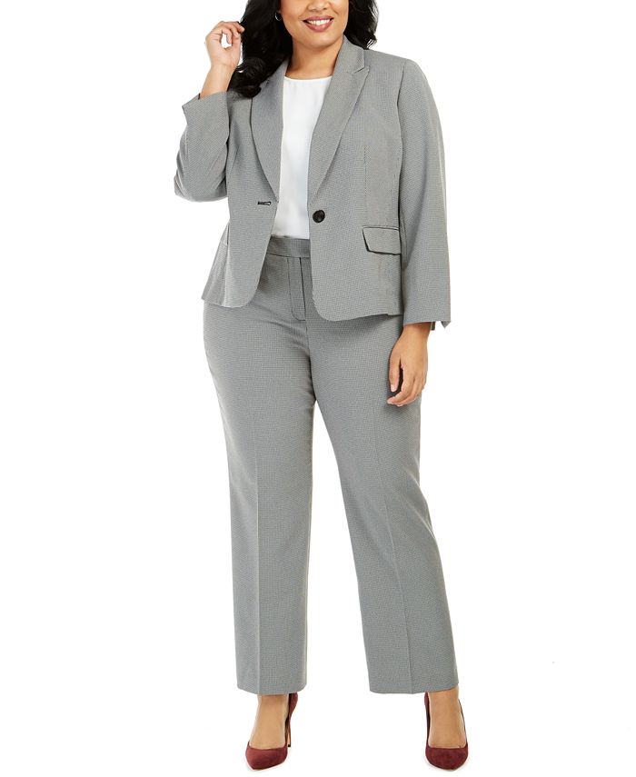 Elegant Gray Plus Size 4XL Professional Pantsuit For Womens