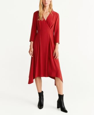 mango red midi dress