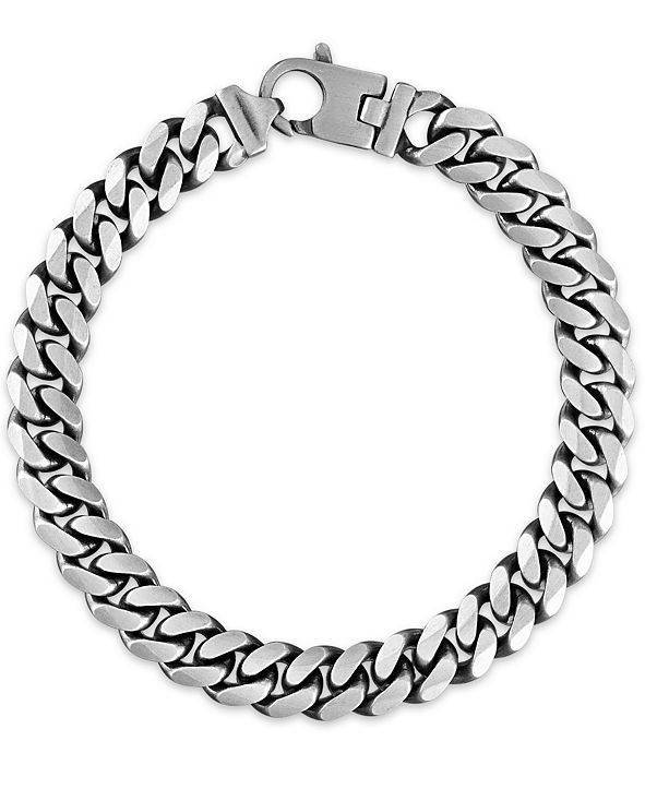 Macy's Men's Cuban Link (10mm) 8 1/2" Chain Bracelet in Stainless Steel