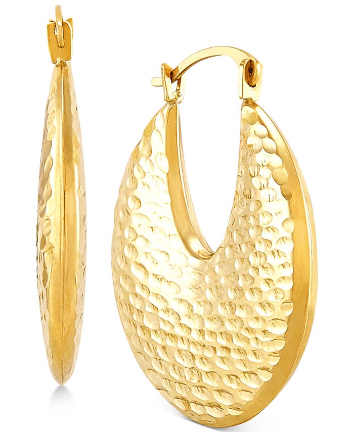 Macy's Textured Hoop Earrings in 10k Gold & Reviews - Earrings ...