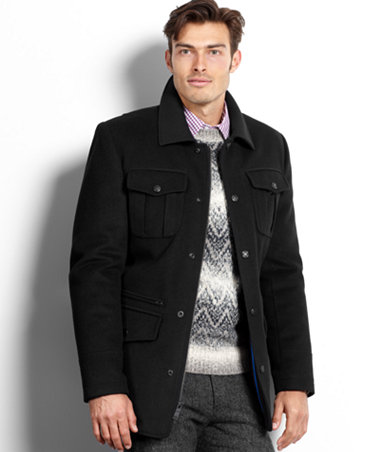 Vince Camuto Coat, Storm System Water-Resistant Wool-Blend Four-Pocket ...