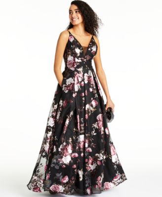 floral print ball gown