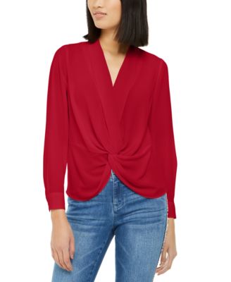 macys womens red blouses