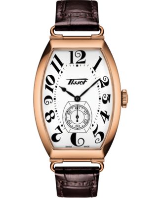 Мужские швейцарские автоматические часы Tissot Heritage Porto на коричневом кожаном ремешке 42 мм