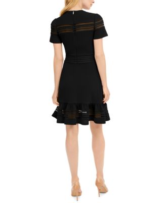 michael kors mesh fit and flare dress