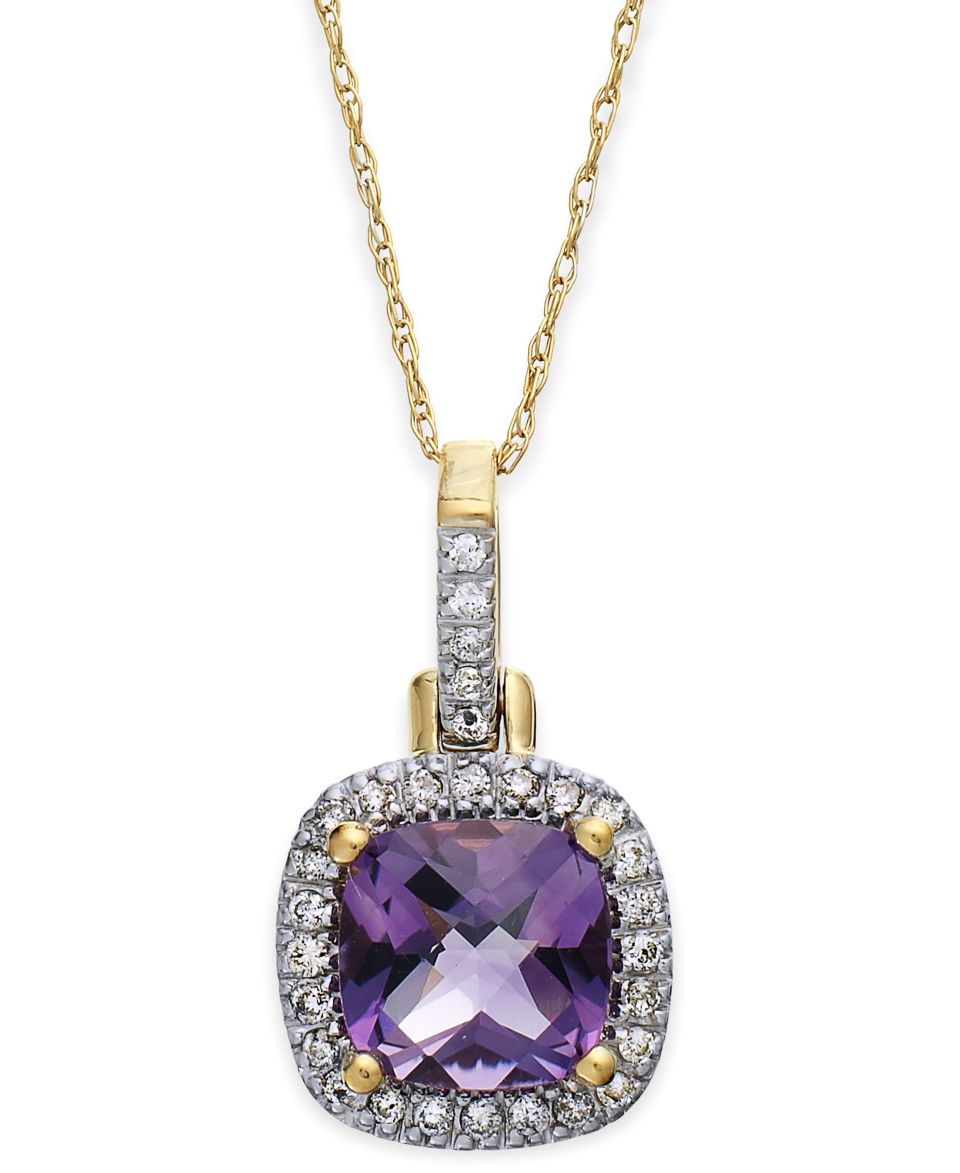 14k White Gold Necklace, Amethyst (2 5/8 ct. t.w.) and Diamond Accent Pendant   Necklaces   Jewelry & Watches