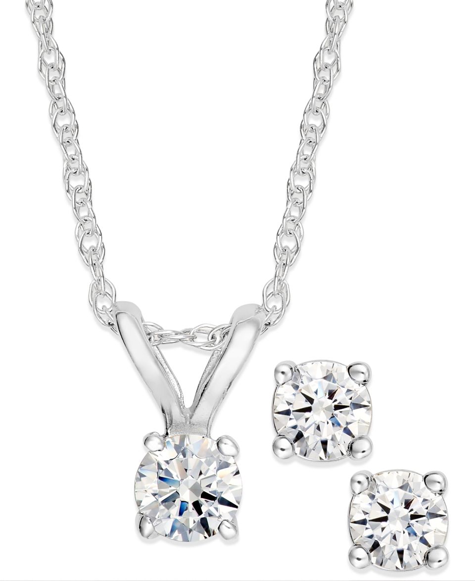 Diamond Necklace, 14k White Gold Diamond Heart Pendant (1/10 ct. t.w.)   Necklaces   Jewelry & Watches