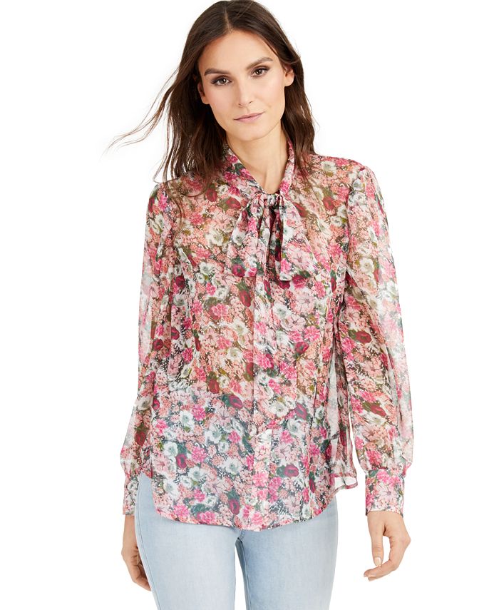 sheer blouse with bow