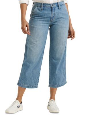 mid rise wide leg cropped jeans