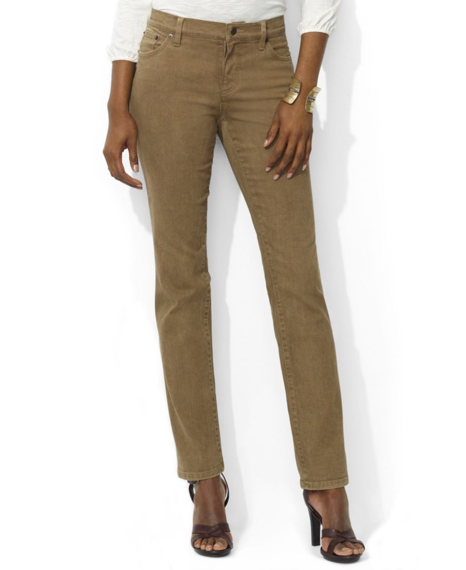 Lauren Jeans Co. Jeans, Slimming Modern Straight Leg, Tan Wash   Jeans