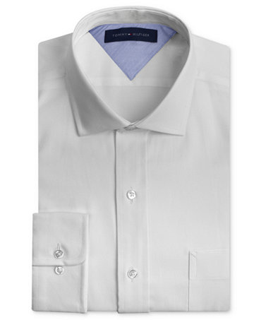 Tommy Hilfiger Slim-Fit Textured Solid Dress Shirt - Dress Shirts - Men ...