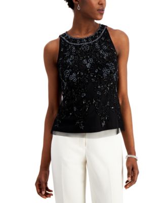 black sleeveless sequin top