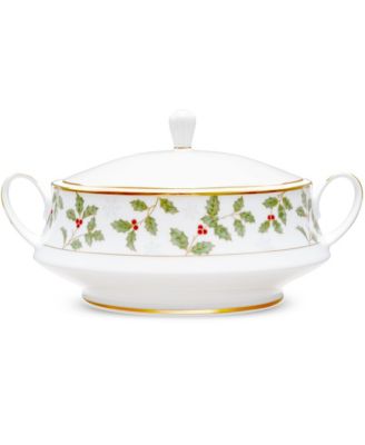Миска для овощей Noritake Holly & Berry с золотым покрытием, 10,25 дюйма, 48 унций.