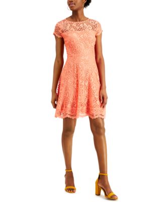 floral lace fit and flare dress
