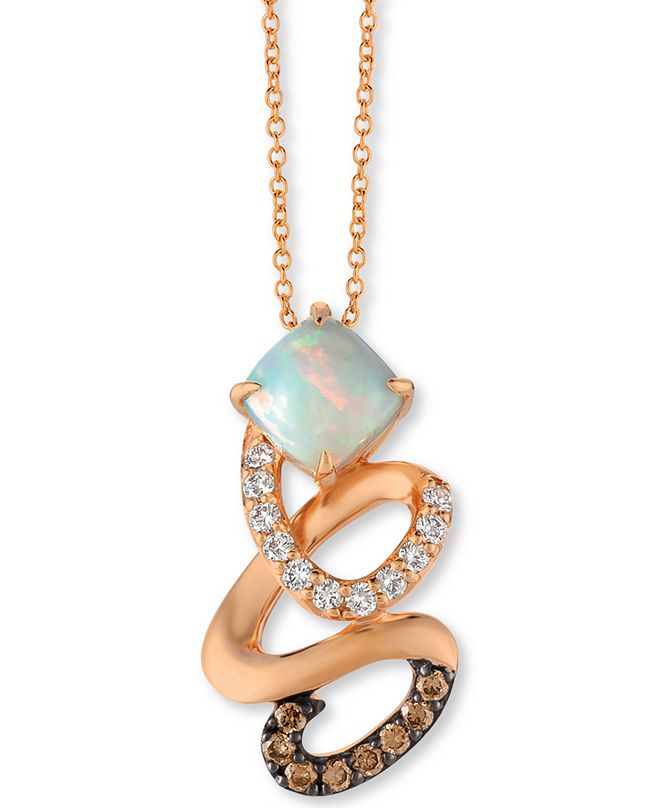 Le Vian Neopolitan Opal (3/4 ct. t.w.) & Diamond (1/3 ct. t.w.) Swirl 18" Pendant Necklace in