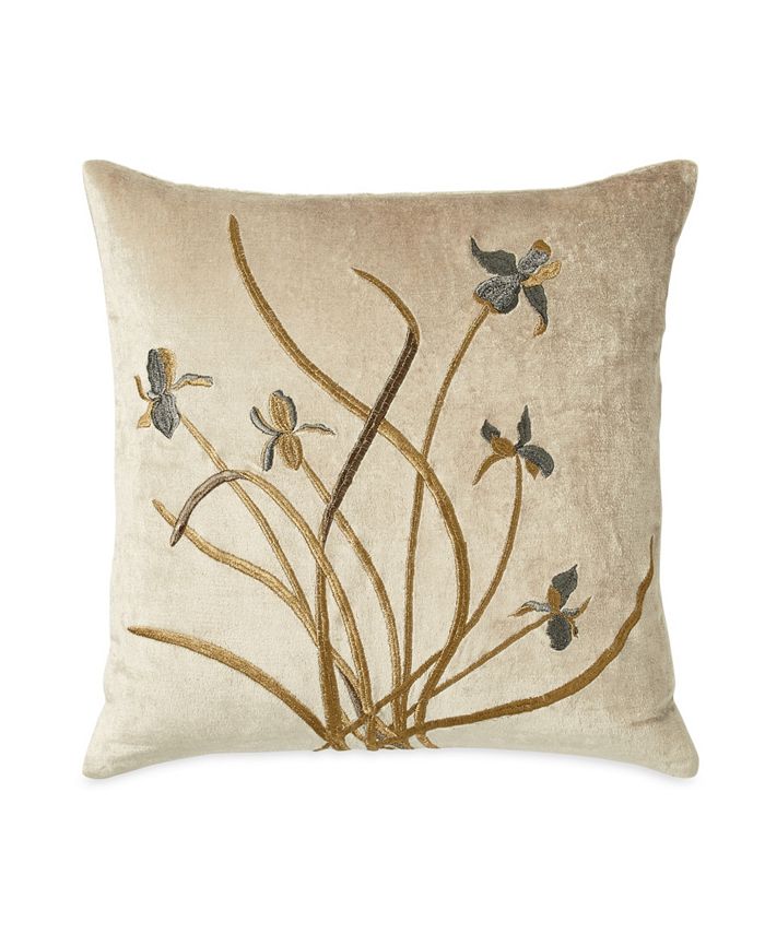 Michael Aram Iris Embroidered Velvet Decorative Pillow 18 X 18
