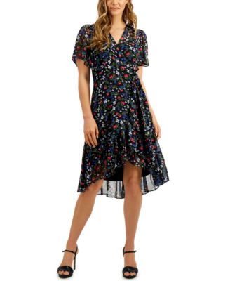 floral a line dress with sleeves