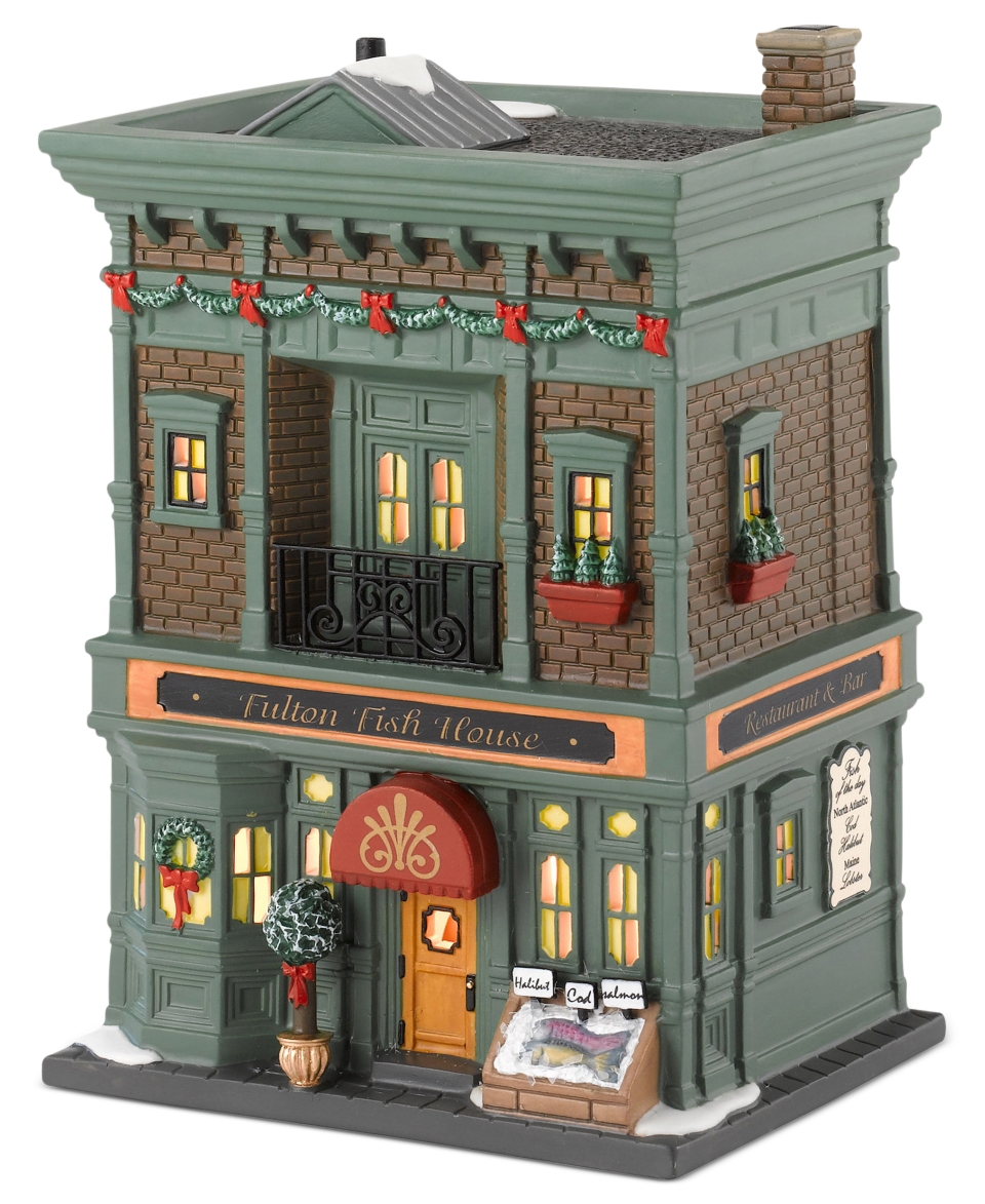 Department 56 Christmas in the City Village   Fulton Fish House Collectible Figurine   Holiday Lane