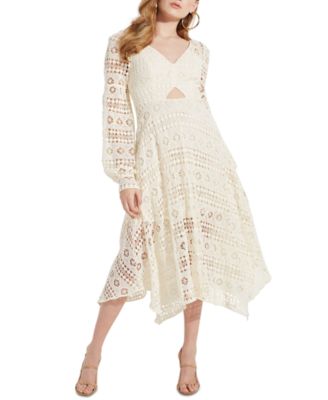 crochet midi dress with sleeves