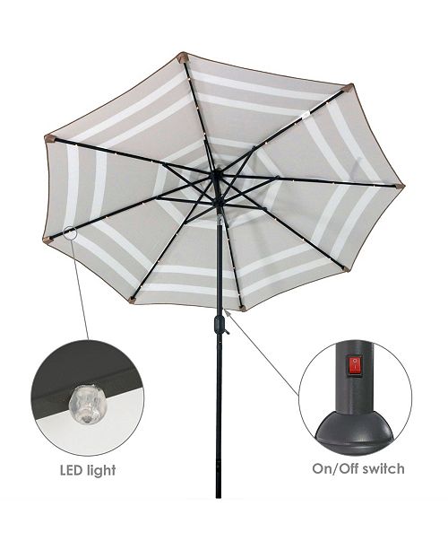 Sunnydaze Decor 9 Outdoor Patio Umbrella With Solar Lights And Tilt Or Crank Led Reviews Furniture Macy S