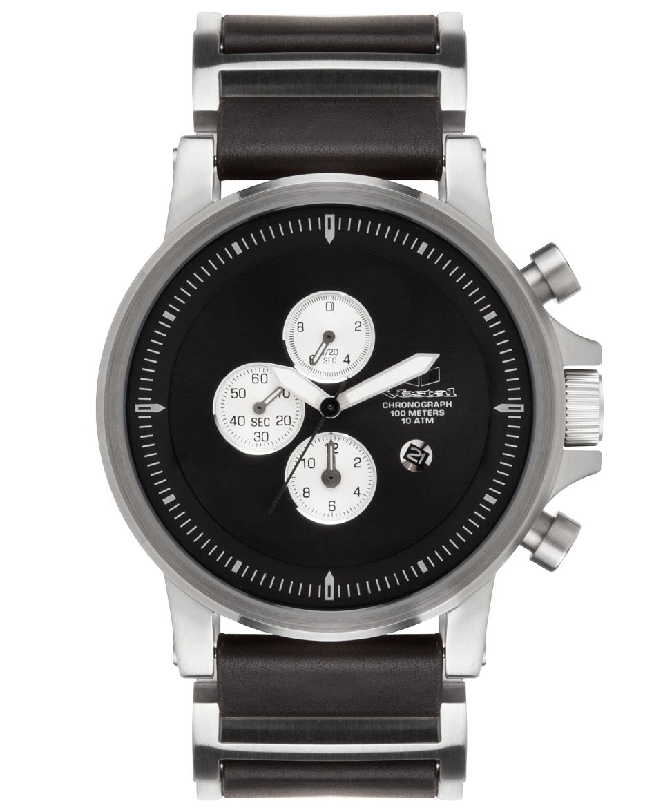 Vestal Watch, Unisex Chronograph Black Acetate and Stainless Steel Bracelet 49mm PLA017   Watches   Jewelry & Watches