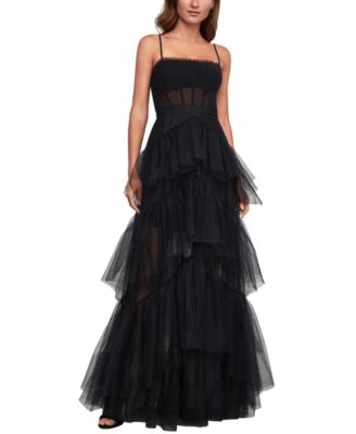 corset tulle gown in black bcbgmaxazria