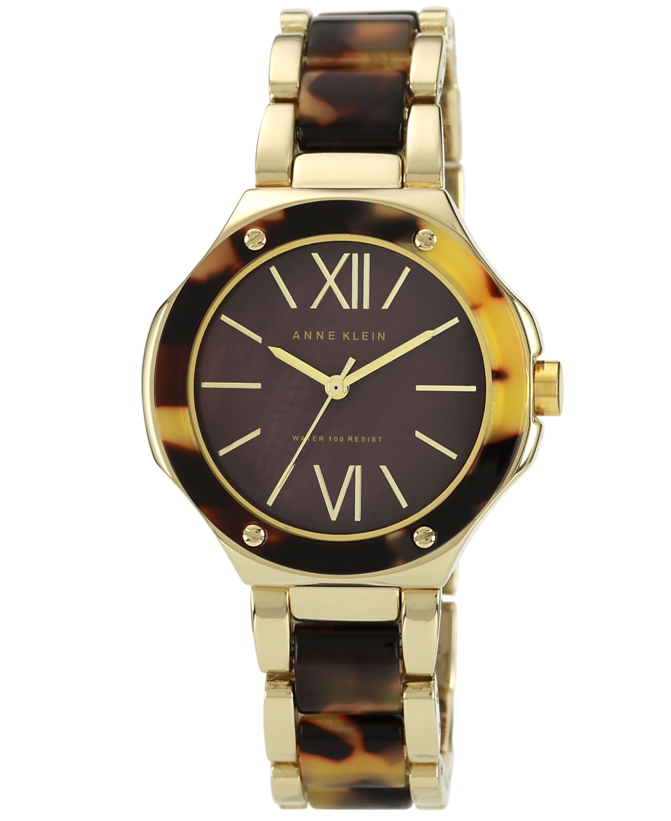 Anne Klein Watch, Womens Tortoise Plastic and Gold Tone Bracelet 36mm