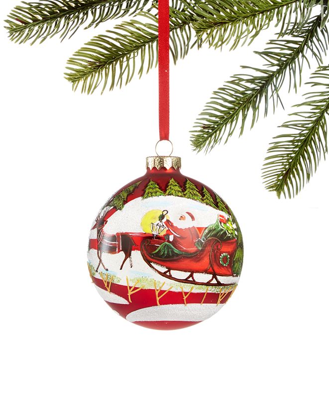 Holiday Lane Santa's Favorites Santa Red Ball Ornament, Created for
