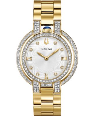 Женские часы Bulova с бриллиантом Рубият (1 карат) на браслете из нержавеющей стали золотистого цвета, 35 мм