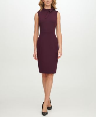 tie neck sheath dress