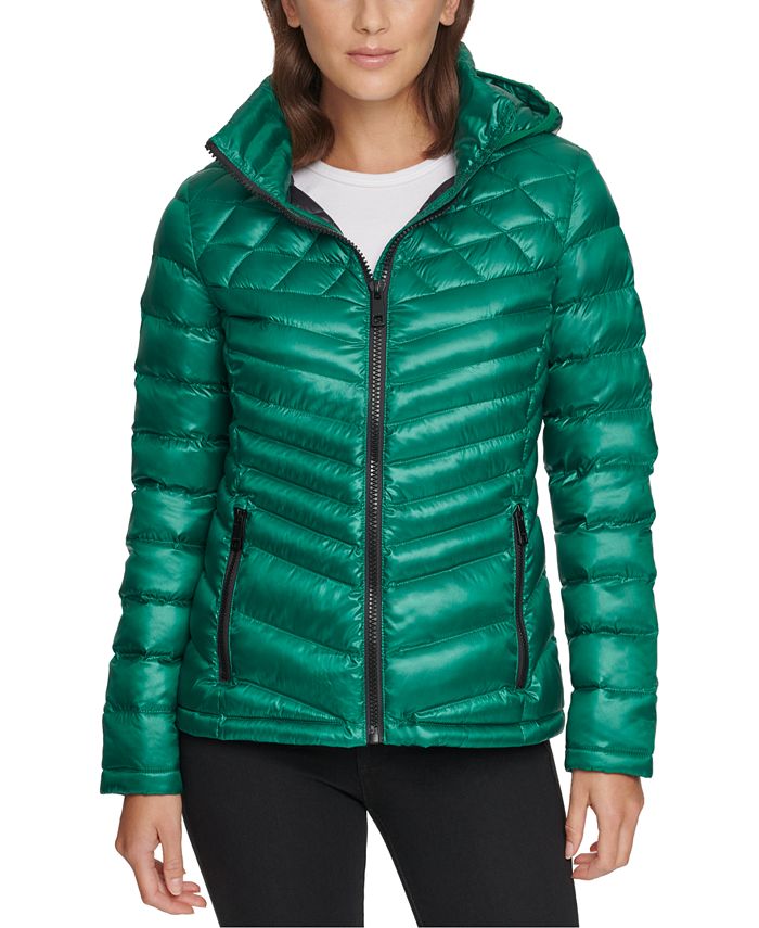 Calvin Klein Shine Hooded Packable Down Puffer Coat, Created for Macy's ...