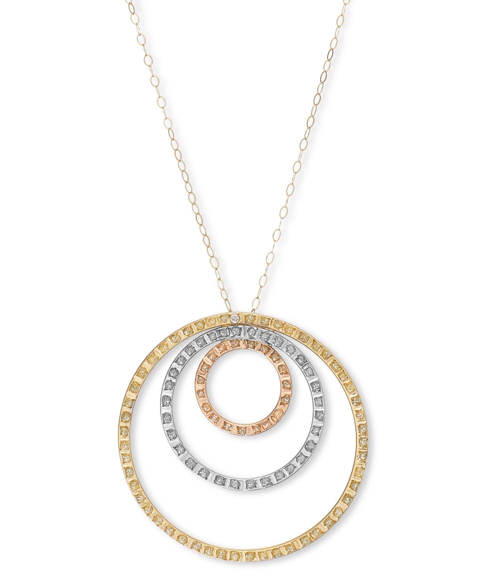 14k Gold, 14k White Gold and 14k Rose Gold Necklace, Tri Color Circle Pendant   Necklaces   Jewelry & Watches