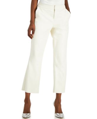 faux leather cropped flare pants