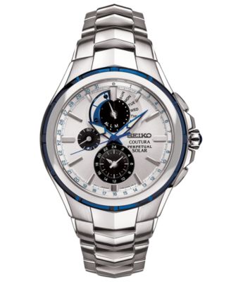Мужские часы Seiko Solar Coutura с хронографом и браслетом из нержавеющей стали 44 мм